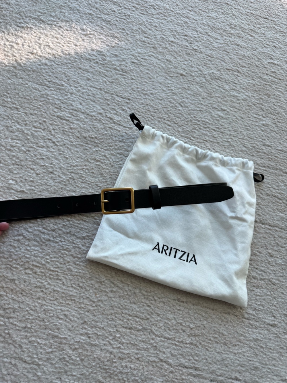 Aritzia Belt Black Leather Gold/Brass Buckle